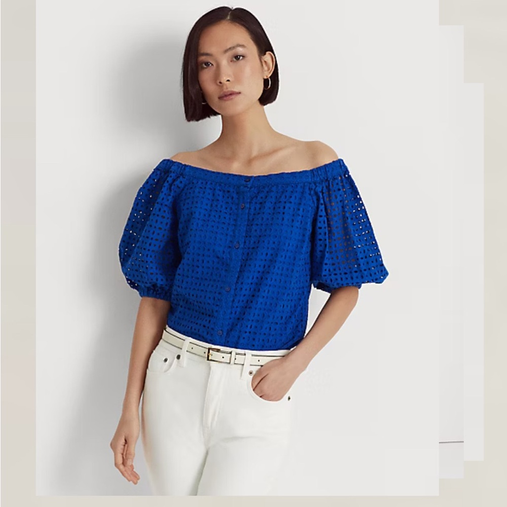 Ralph Lauren Off The Shoulder Eyelet Blouse